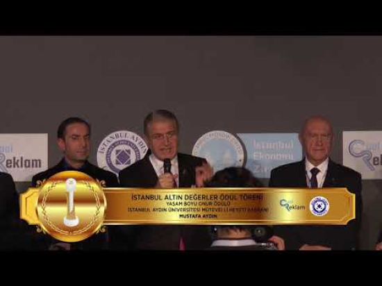 İSTANBUL ALTIN DEĞERLER ÖDÜL TÖRENİ YAŞAM BOYU ONUR ÖDÜLÜ MUSTAFA AYDIN